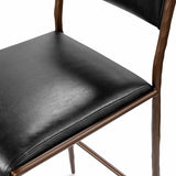 Kayne Leather Counter Stool, Black-Furniture - Chairs-High Fashion Home
