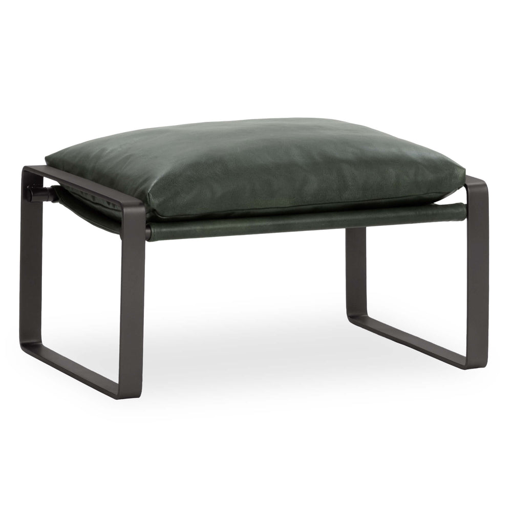 Morgan Leather Stool, Forest Green