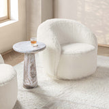 Adley Swivel Chair, Vanilla-Furniture - Chairs-High Fashion Home