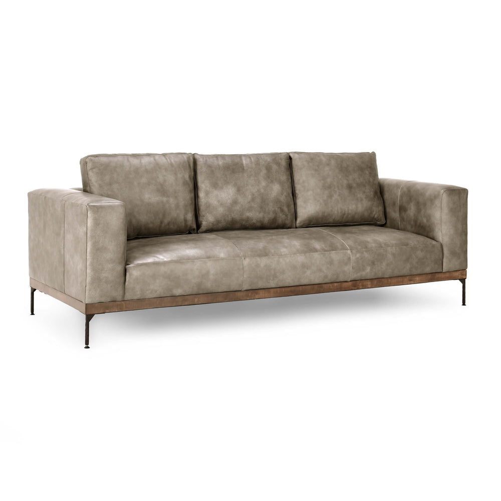 Bentley Leather Sofa, Storm Gray-Furniture - Sofas-High Fashion Home