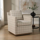 Basie Swivel Chair, Beige Plaid