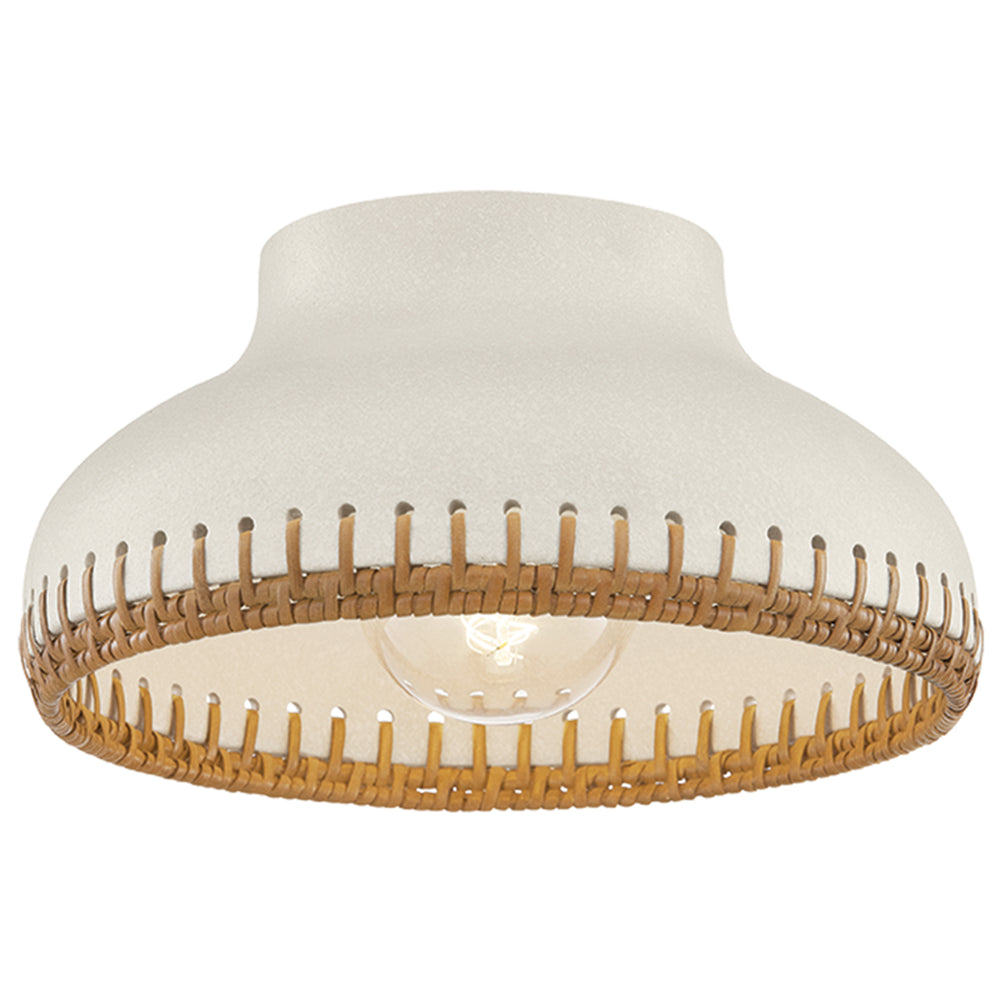 Southfields Flush Mount, Aged Brass/Ceramic Cream Pebble