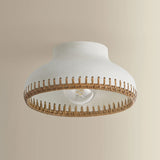 Southfields Flush Mount, Aged Brass/Ceramic Cream Pebble