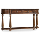Leesburg Demilune Hall Console, Swirl Mahogany-Furniture - Accent Tables-High Fashion Home