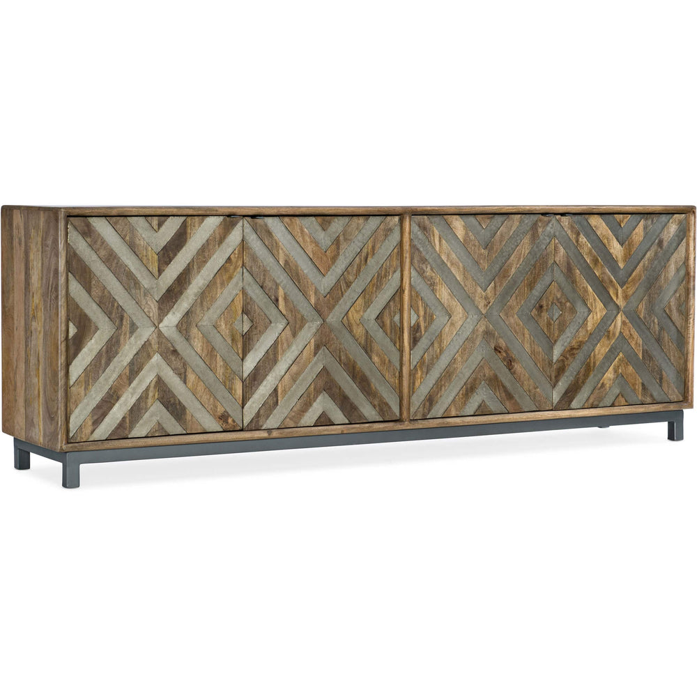 Chevron Entertainment Console, Medium Wood-Furniture - Storage-High Fashion Home
