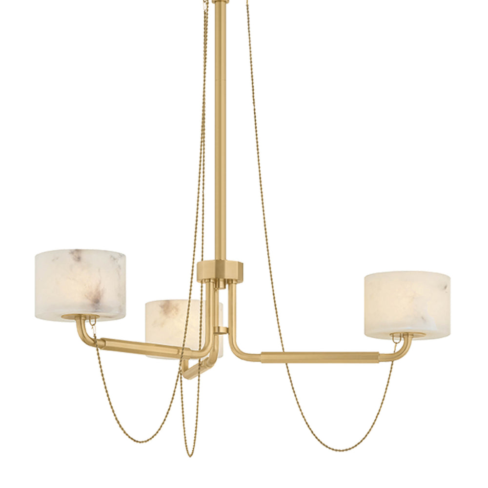 Bunda 3 Light Chandelier, Vintage Brass