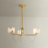 Bunda 3 Light Chandelier, Vintage Brass