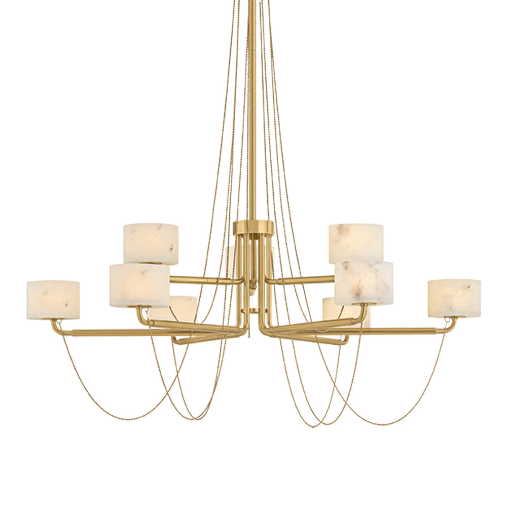 Bunda 9 Light Chandelier, Vintage Brass
