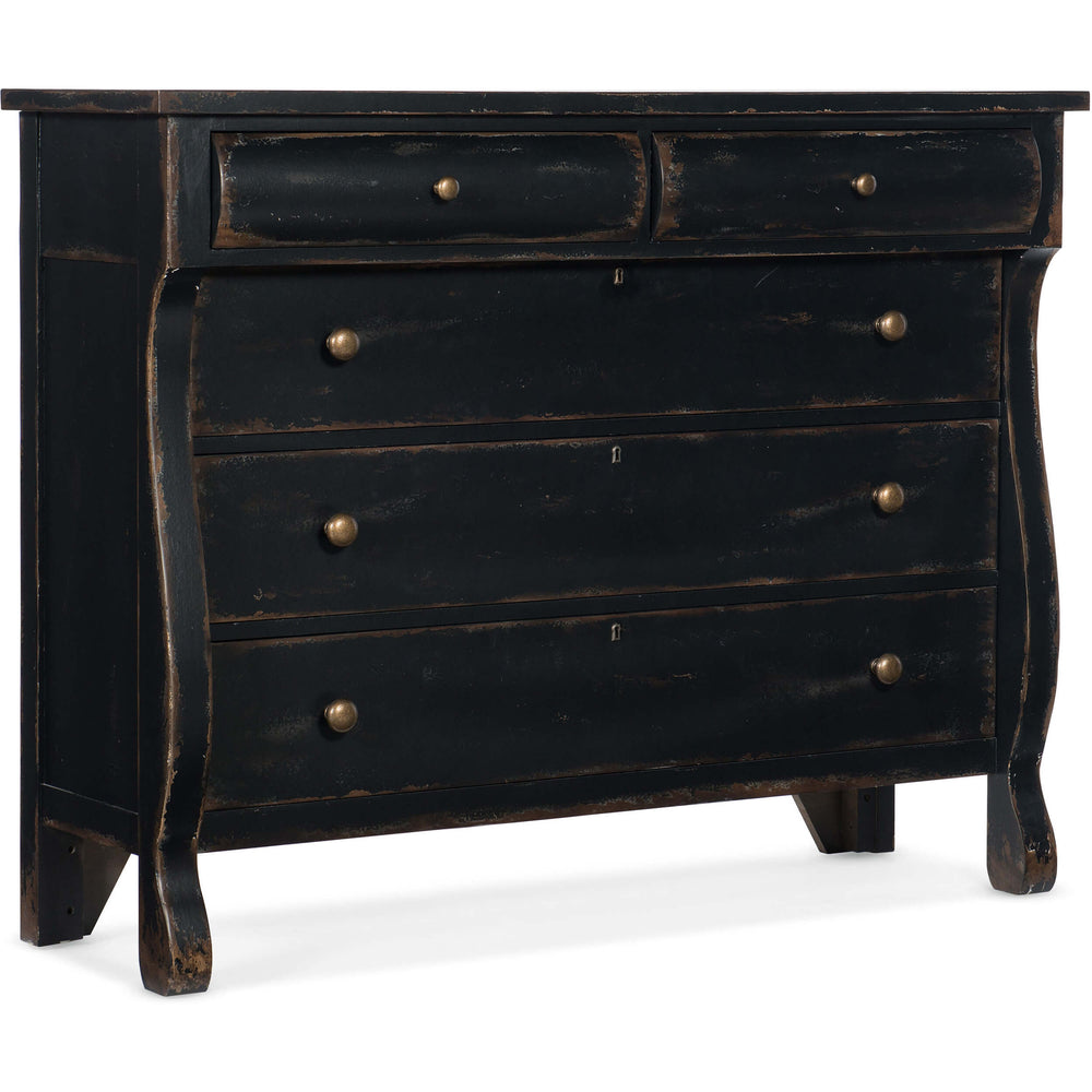 Ciao Bella 5 Drawer Bureau, Black-Furniture - Bedroom-High Fashion Home