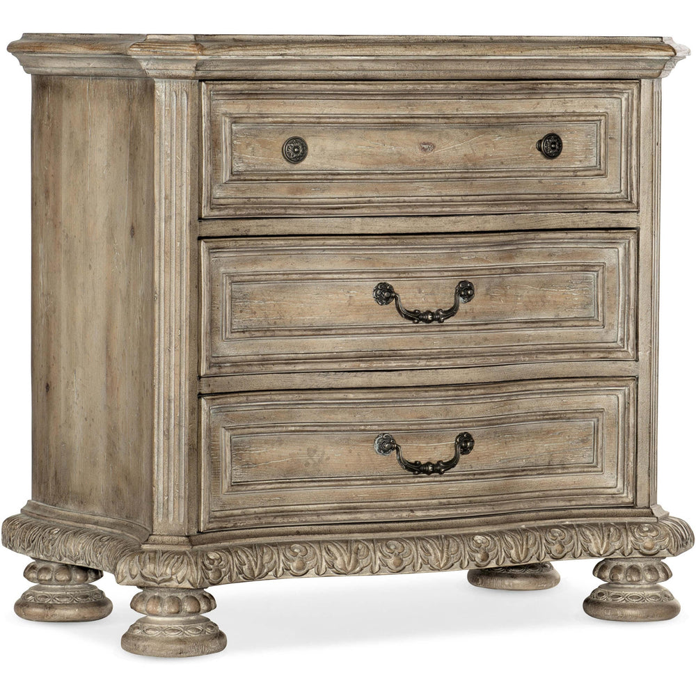 Castella 3 Drawer Nightstand, Antique Slate-Furniture - Bedroom-High Fashion Home