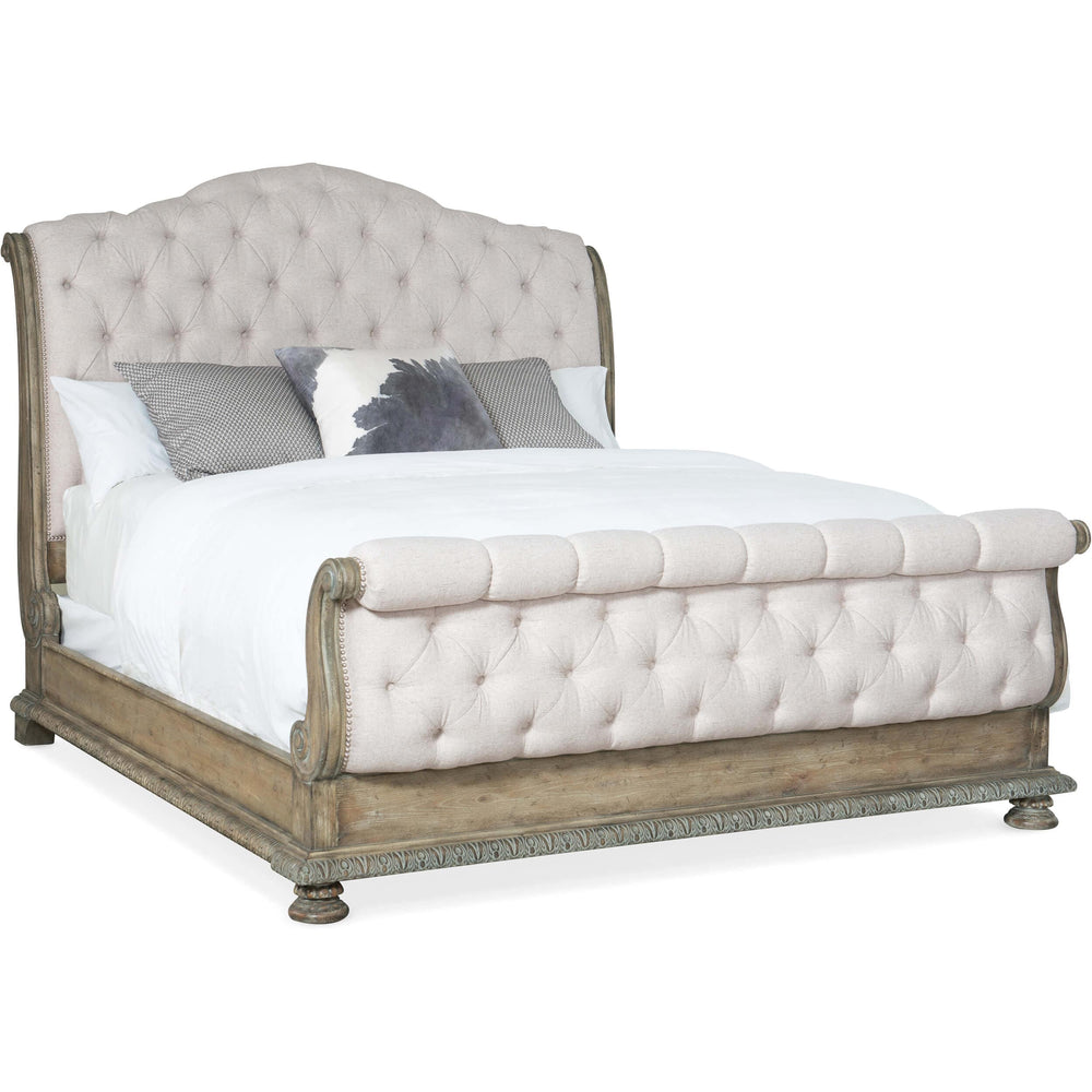 Castella King Tufted Bed, Natural Tan-Furniture - Bedroom-High Fashion Home