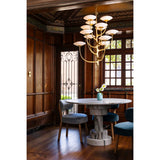 Pluro 12 Light Chandelier, Vintage Gold Leaf