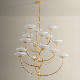 Pluro 15 Light Chandelier, Vintage Gold Leaf