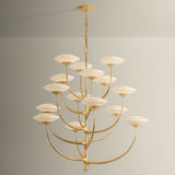 Pluro 15 Light Chandelier, Vintage Gold Leaf