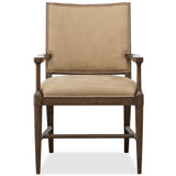 Cashiers Leather Arm Chair, Vintage Ecru