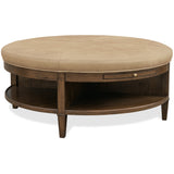 Cashiers Leather Cocktail Ottoman, Ecru
