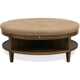 Cashiers Leather Cocktail Ottoman, Ecru