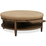 Cashiers Leather Cocktail Ottoman, Ecru