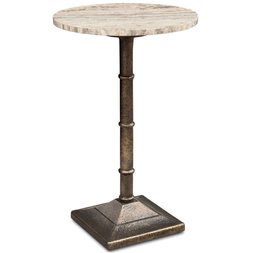 Cashiers Spot Table, Cream Marble/Aged Brass