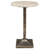 Cashiers Spot Table, Cream Marble/Aged Brass