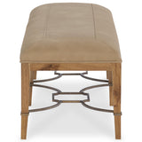 Cashiers Leather Bench, Vintage Ecru