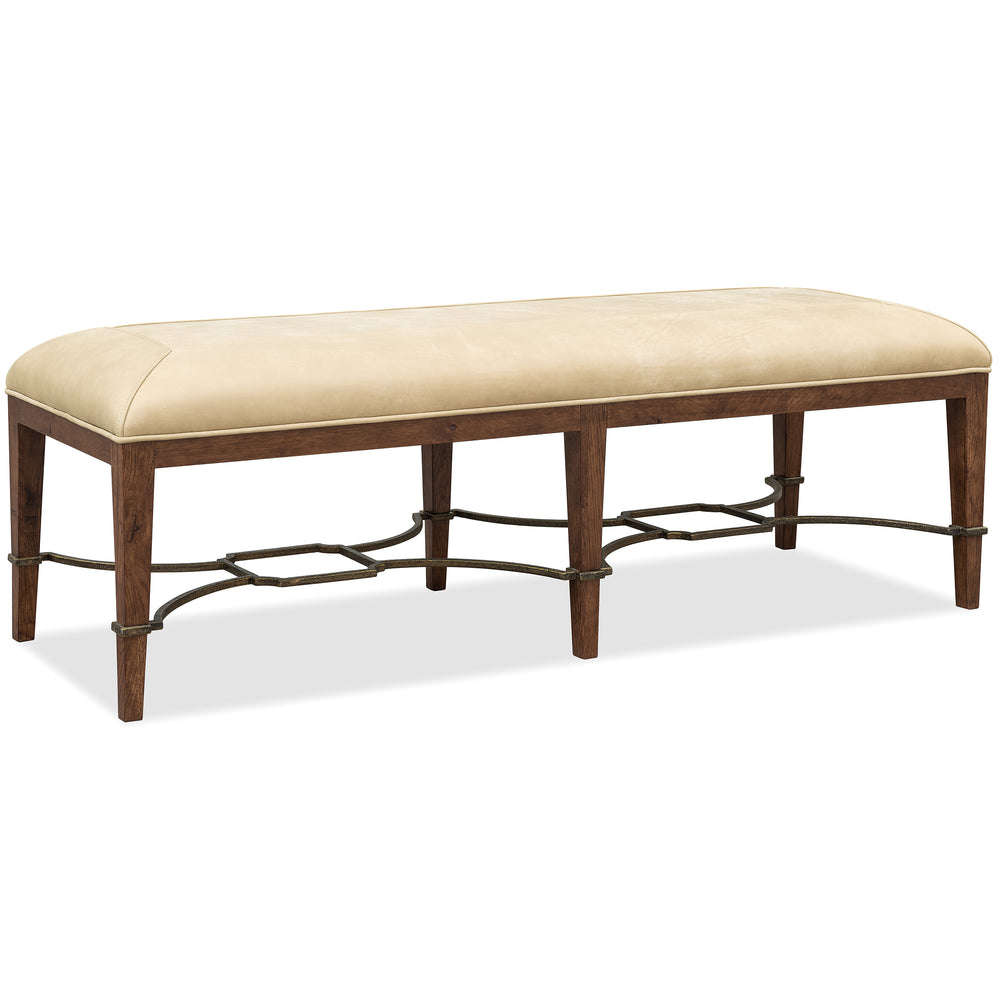 Cashiers Leather Bench, Cream