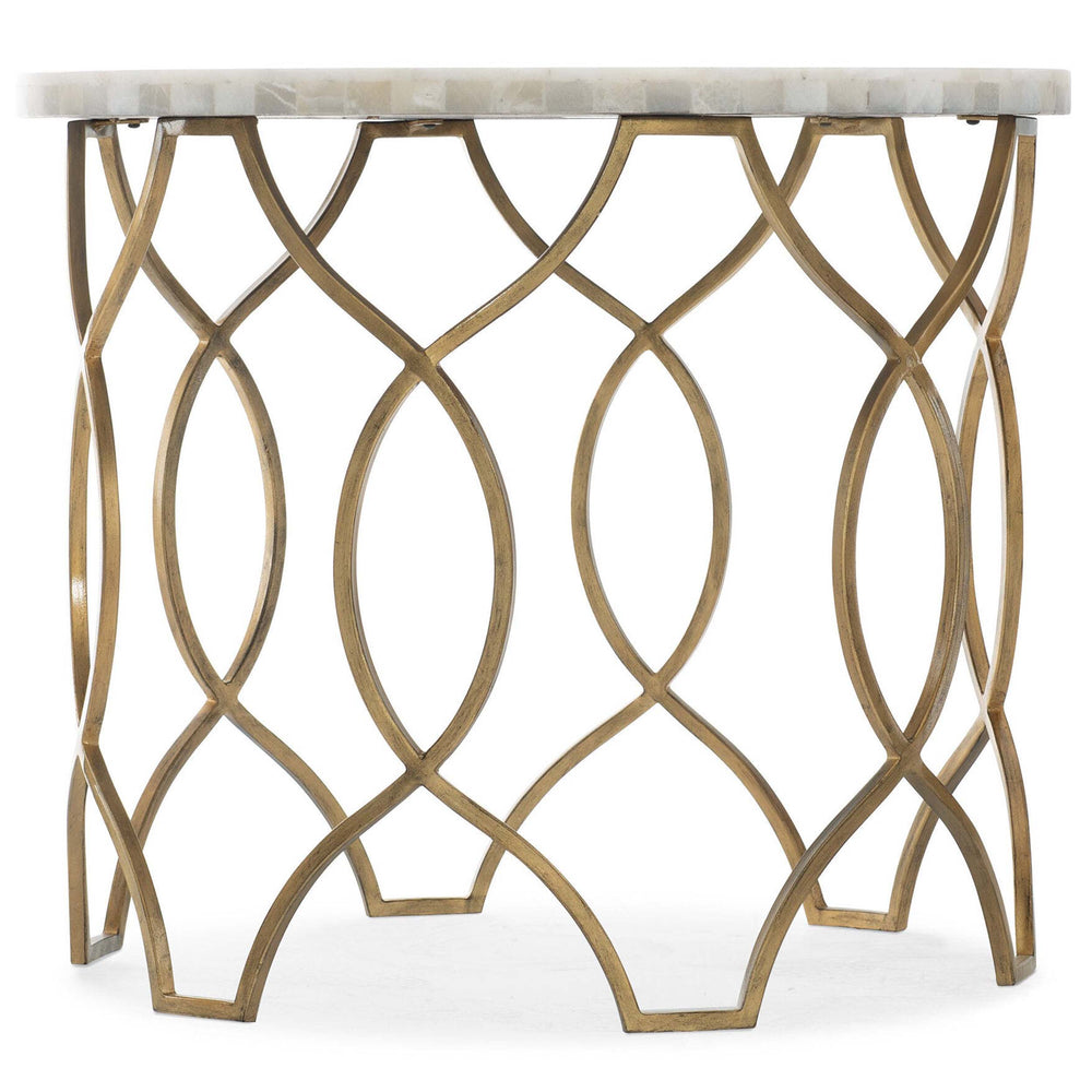 Corrina Round Lamp Table, Gold-Furniture - Accent Tables-High Fashion Home
