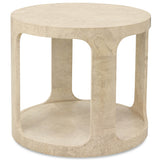 Archives Round End Table, Alabaster