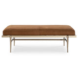 Tobin Leather Cocktail Ottoman, Brown