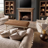 Tobin Leather Cocktail Ottoman, Brown