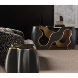 Even and Flow Round End Table, Black-Furniture - Accent Tables-High Fashion Home