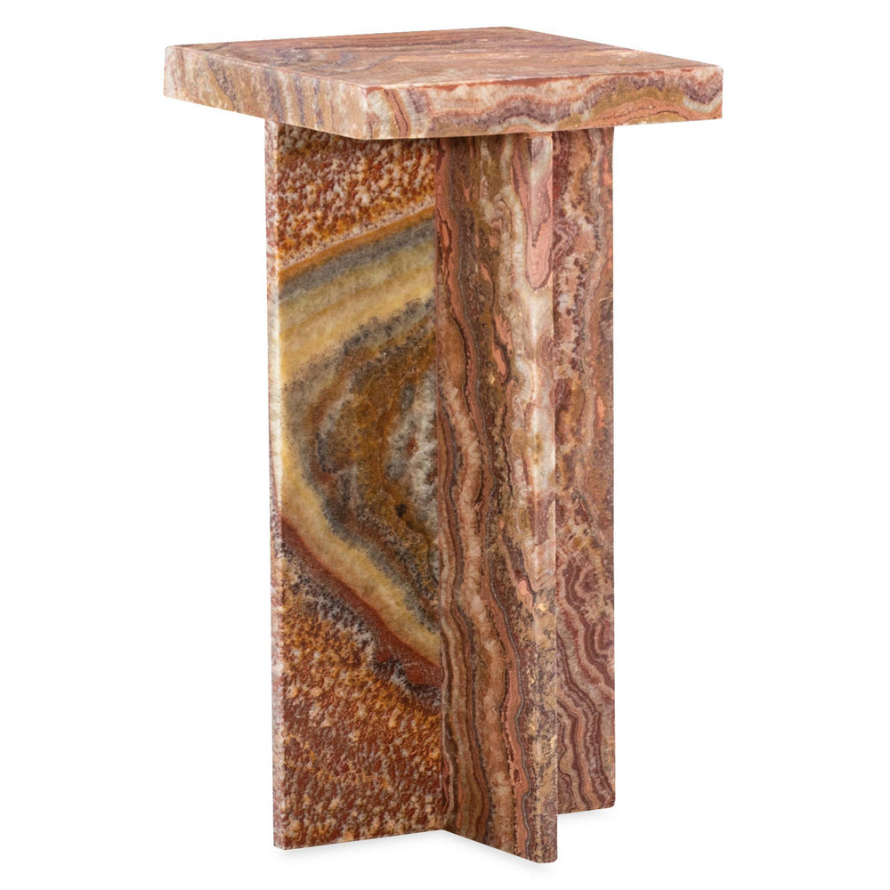 Denys Spot Table, Red Travertine-Furniture - Accent Tables-High Fashion Home