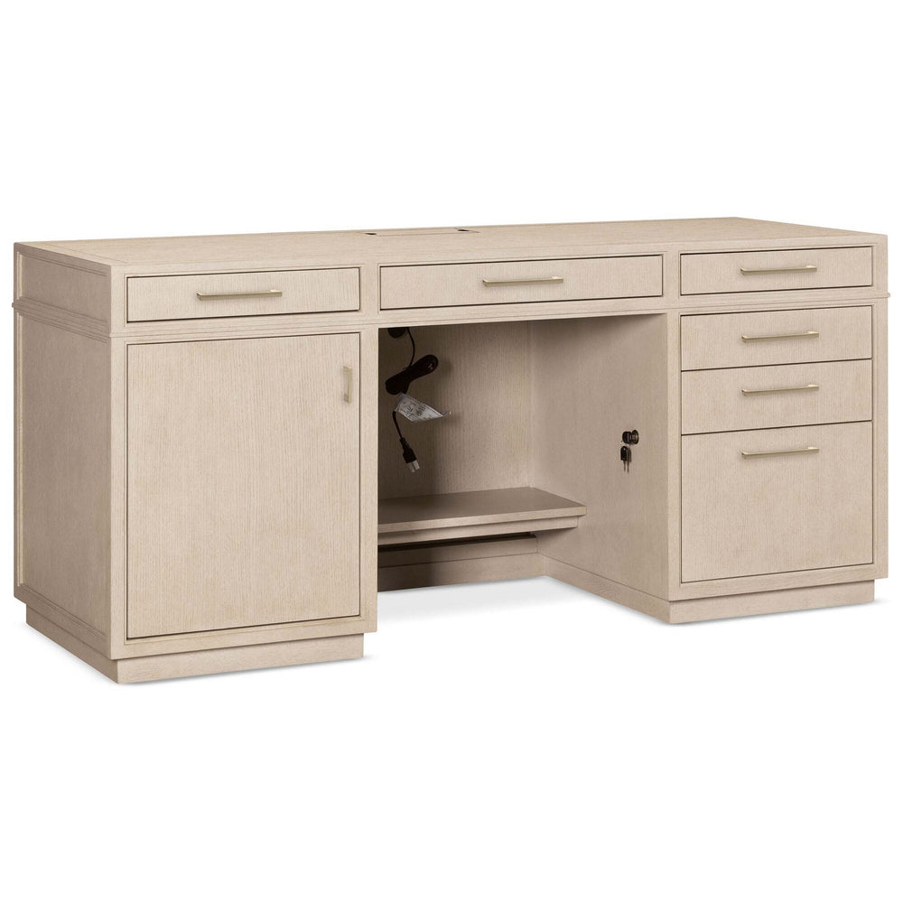 Marlowe Credenza Desk, Limestone-Furniture - Office-High Fashion Home