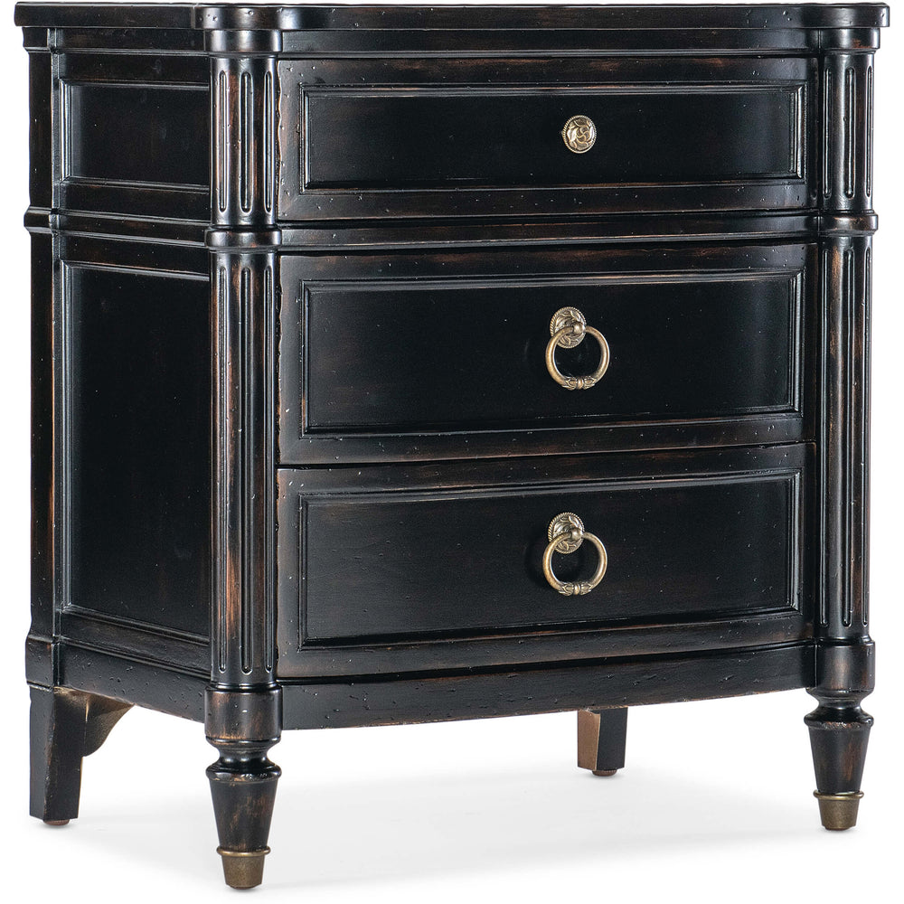 Charleston 3 Drawer Nightstand, Black Cherry-Furniture - Bedroom-High Fashion Home