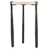 Driftwood Metal Spot Table, Cream-Furniture - Accent Tables-High Fashion Home