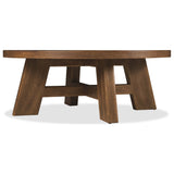Driftwood Round Cocktail Table, Worn Saddle-Furniture - Accent Tables-High Fashion Home