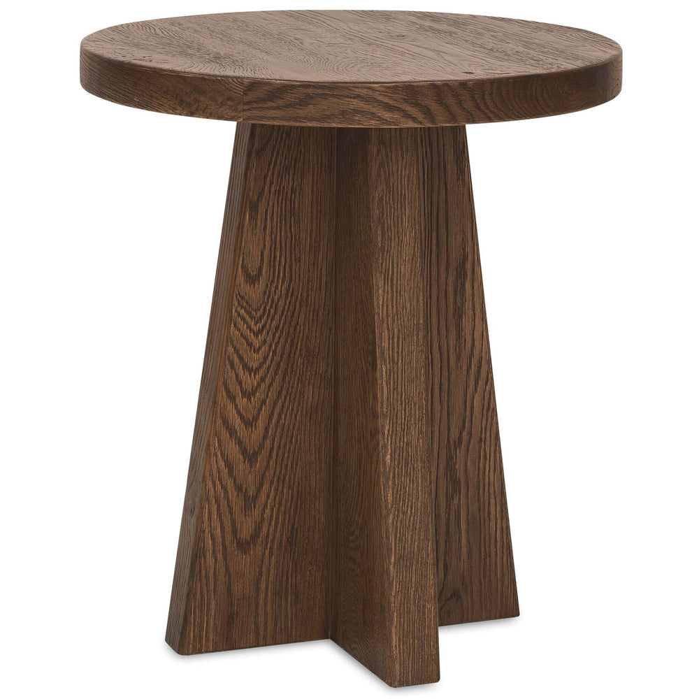 Driftwood Round End Table, Worn Saddle-Furniture - Accent Tables-High Fashion Home