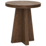 Driftwood Round End Table, Worn Saddle-Furniture - Accent Tables-High Fashion Home