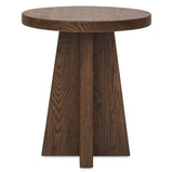 Driftwood Round End Table, Worn Saddle-Furniture - Accent Tables-High Fashion Home
