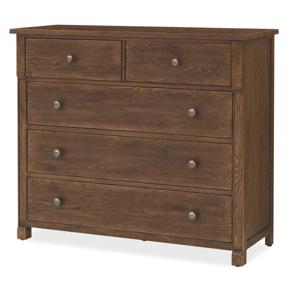 Driftwood Five-Drawer Chest, Worn Saddle-Furniture - Bedroom-High Fashion Home
