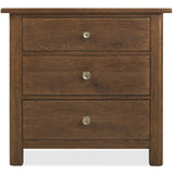 Driftwood Three-Drawer Nightstand, Worn Saddle-Furniture - Bedroom-High Fashion Home