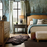 Driftwood One-Drawer Nightstand w/ Stone, Burnt Timber-Furniture - Bedroom-High Fashion Home
