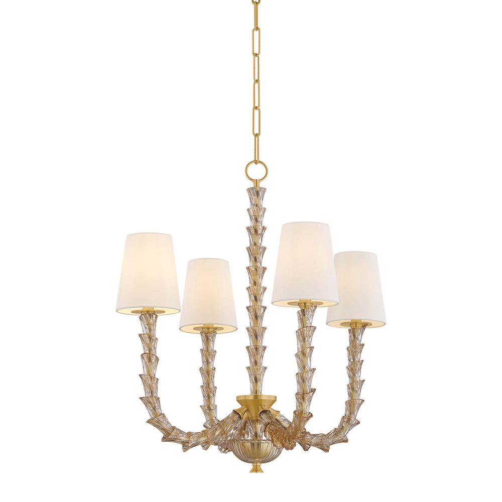 Calumet 4 Light Chandelier, Aged Brass