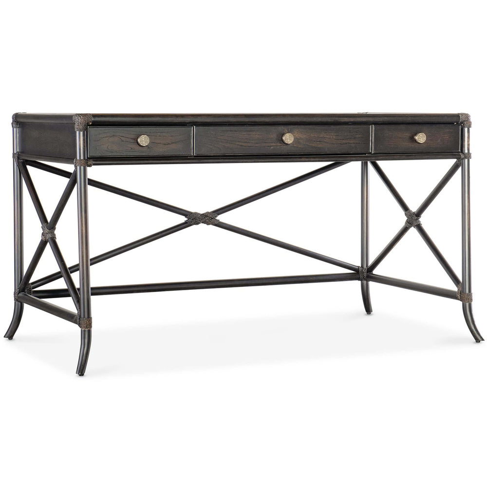 Retreat Pole Rattan Desk, Black Sand-Furniture - Office-High Fashion Home