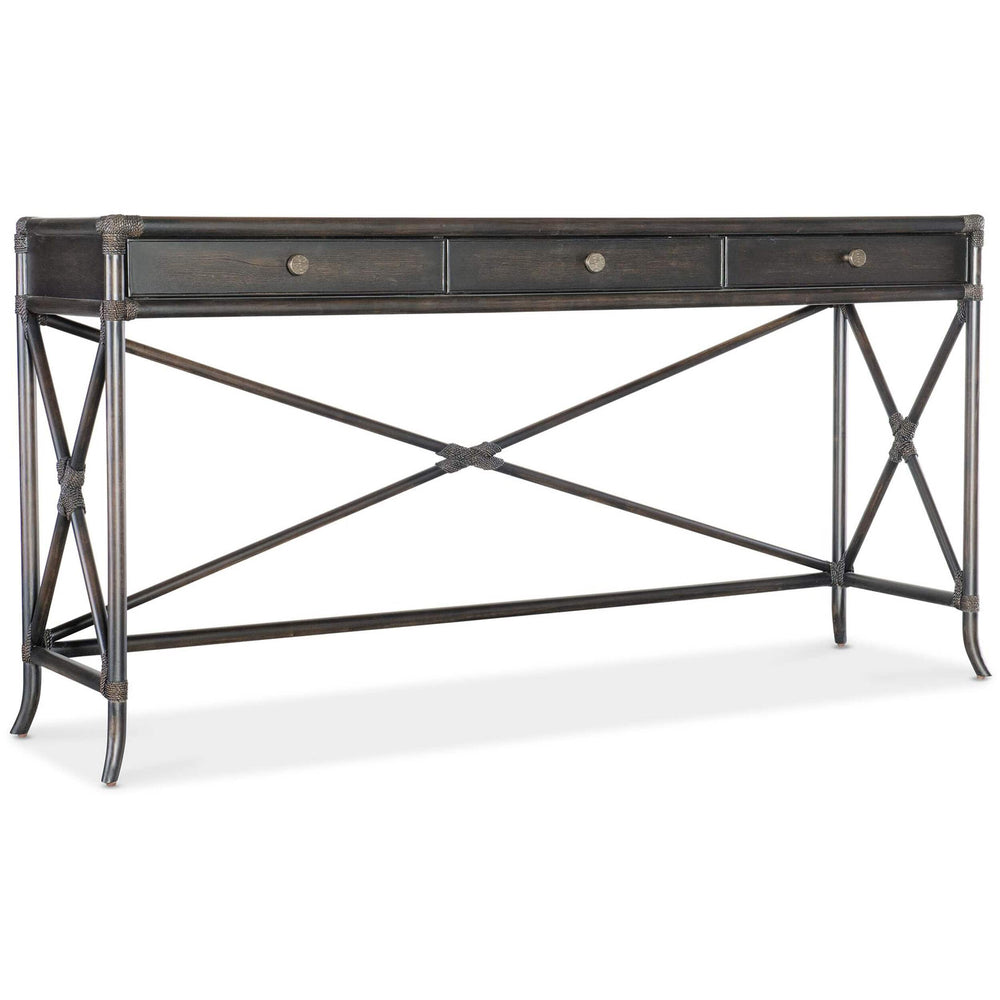 Retreat Pole Rattan Console, Black Sand