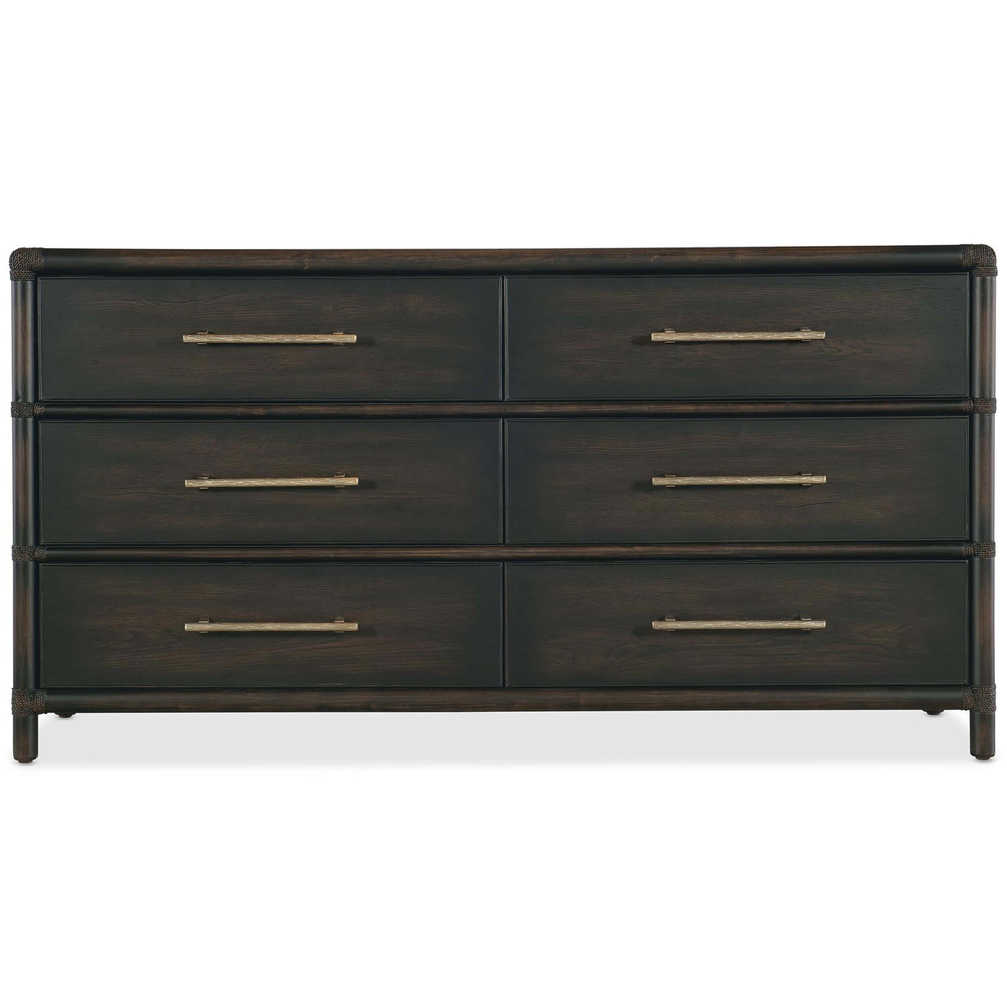 rattan dresser black Frances Woven Rattan 6 Drawer Dresser, Black - daals