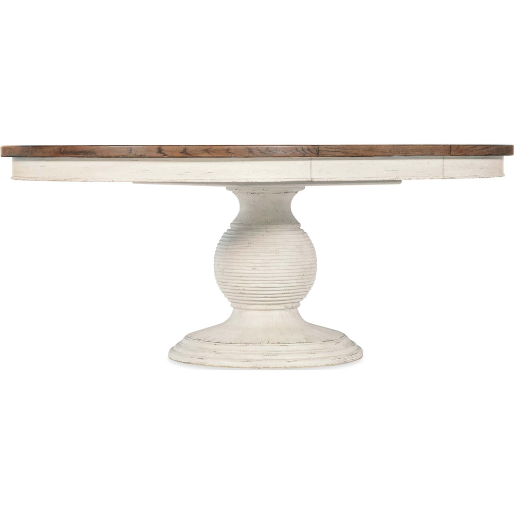 Americana Round Pedestal Dining Table w/22" Leaf, Honey Top/Daisy Base-Furniture - Dining-High Fashion Home