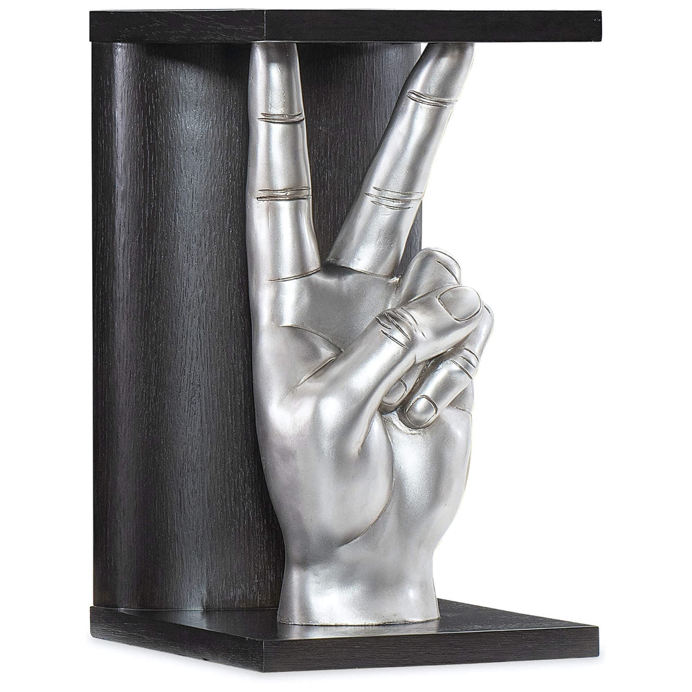 Peace Accent Table, Black/Silver-Furniture - Accent Tables-High Fashion Home