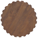 Gears Round End Table, Natural Medium-Furniture - Accent Tables-High Fashion Home