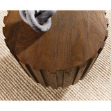 Gears Round End Table, Natural Medium-Furniture - Accent Tables-High Fashion Home